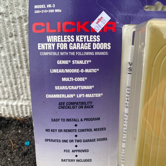Clicker Model #K-3 wireless keyless entry system for garage doors - Picture 2 of 3